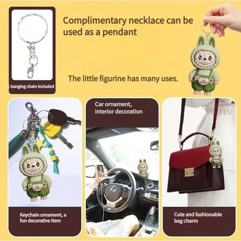 🐾 3D Labubu Keychain with Cute Kawaii Changing Face